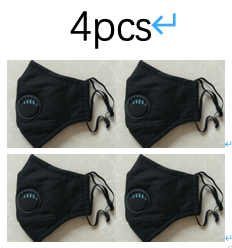 Cotton PM2.5 Black Mouth Mask Anti Dust Mask Activated Carbon Filter Windproof Mouth-muffle Bacteria Proof Flu Face Masks Care (Option: Black velvet 4pcs)