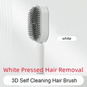 Self Cleaning Hair Brush For Women One-key Cleaning Hair Loss Airbag Massage Scalp Comb Anti-Static Hairbrush (Option: White Pressed Hair Removal)