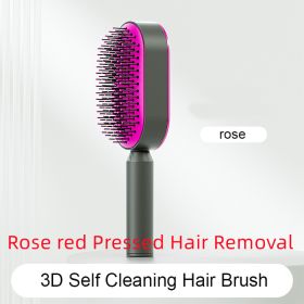 Self Cleaning Hair Brush For Women One-key Cleaning Hair Loss Airbag Massage Scalp Comb Anti-Static Hairbrush (Option: Rose red Pressed Hair Removal)